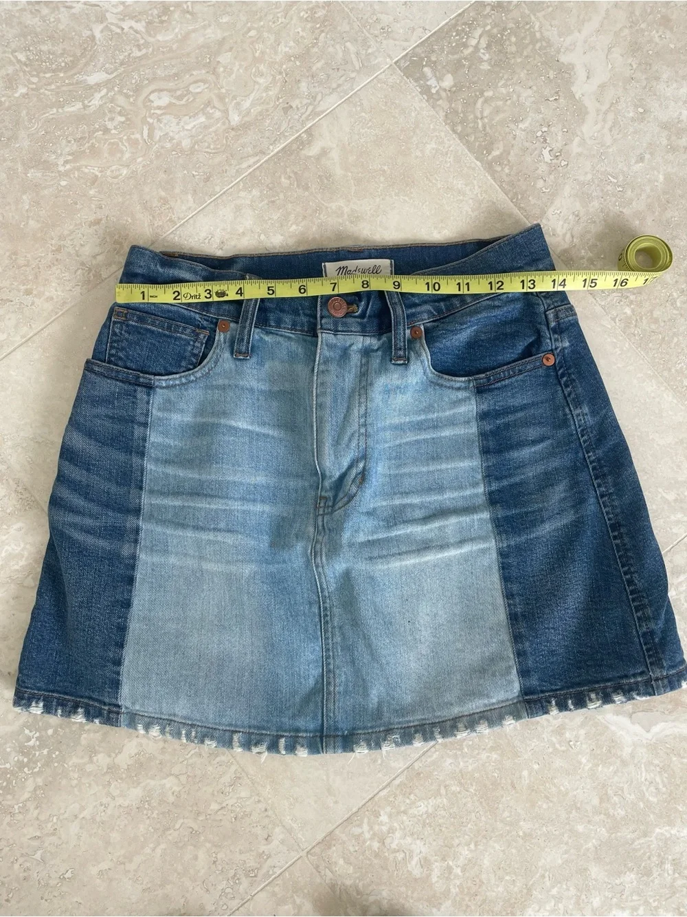 Madewell Two-Tone Blue Denim Mini Skirt